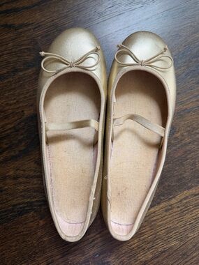 Girls' Gold Ballet Flats with Bow